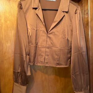 Abercrombie & Fitch Rust Crop Long Sleeve Blouse Size M